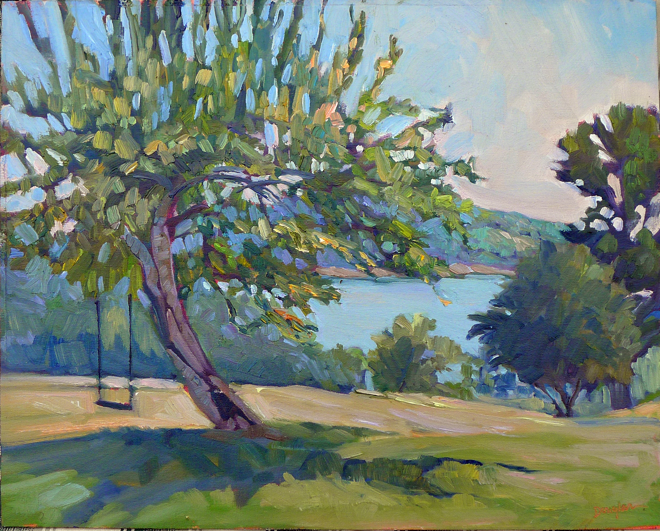 Apple Tree with Swing, 16X20, oil on archival canvasboard, $2029 framed includes shipping and handling in continental US.