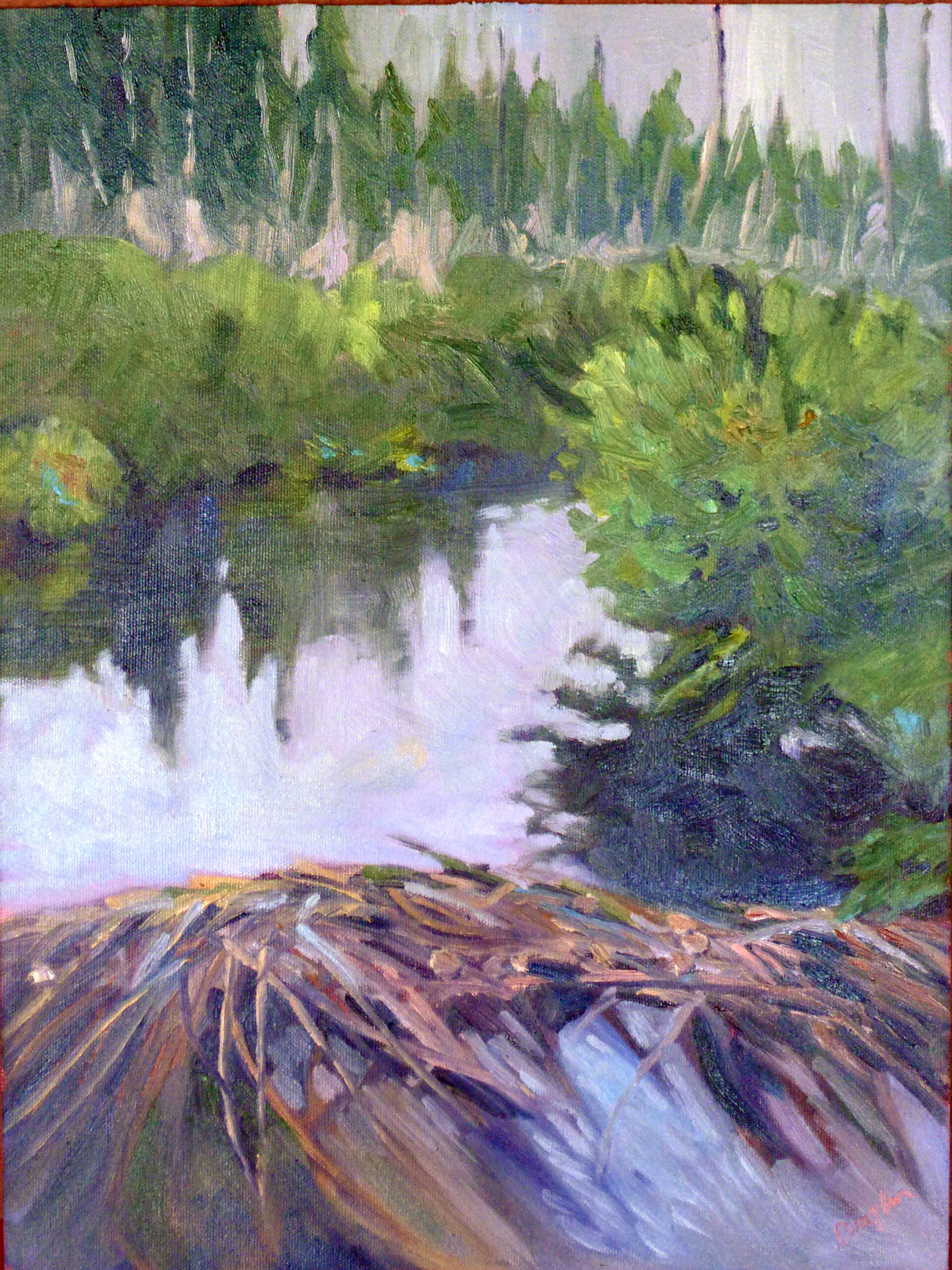 Quebec Brook, oil on archival canvasboard, $1449 framed includes shipping and handling in continental US.