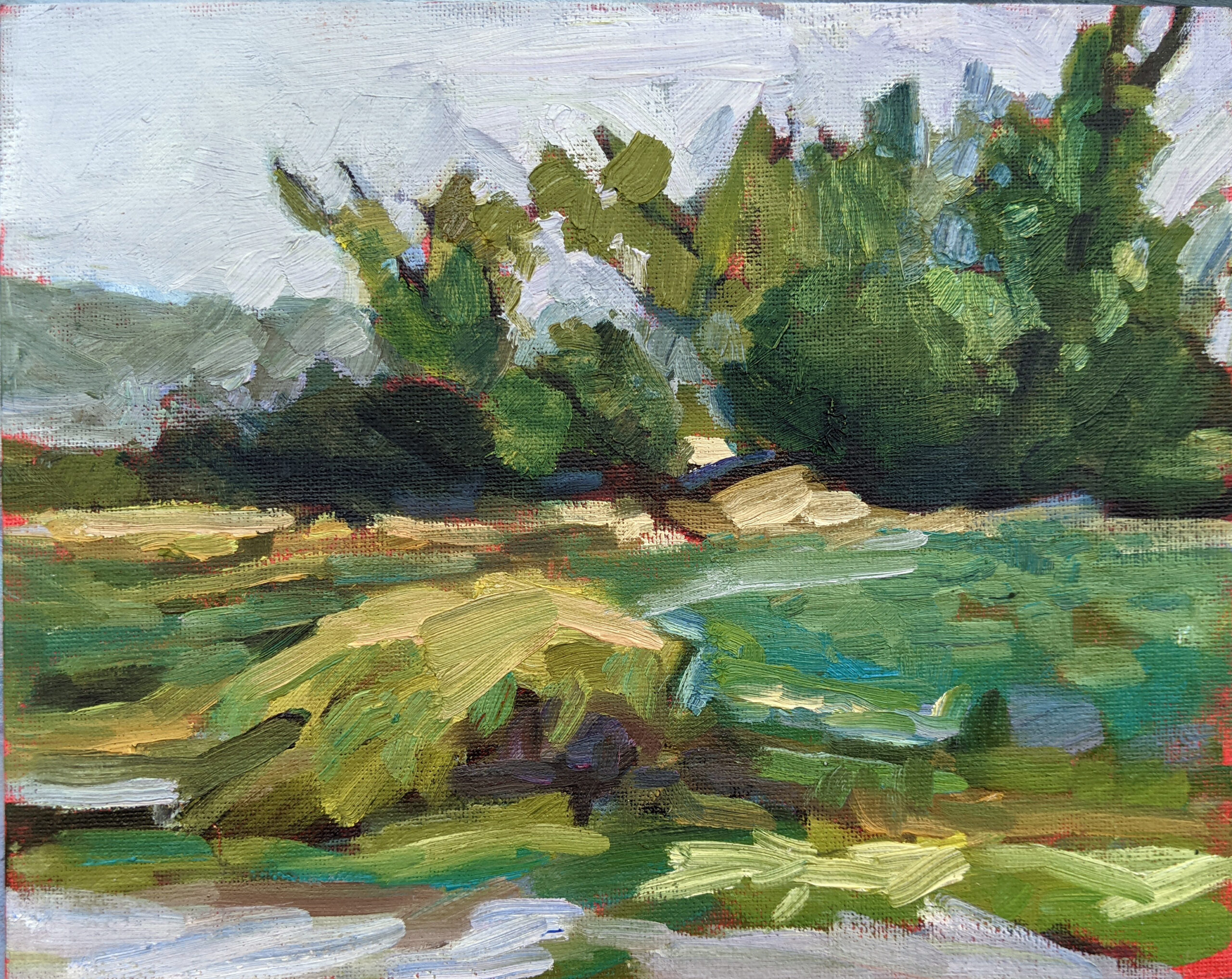 Spring Greens, 8X10, oil on archival canvasboard, $652 framed includes shipping and handling in continental US.