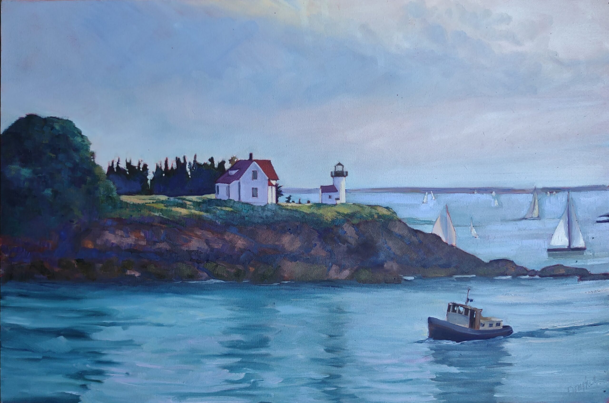 Curtis Island Light, 24X36, oil on canvas. That's my painting for last year's Camden on Canvas. Private collection.