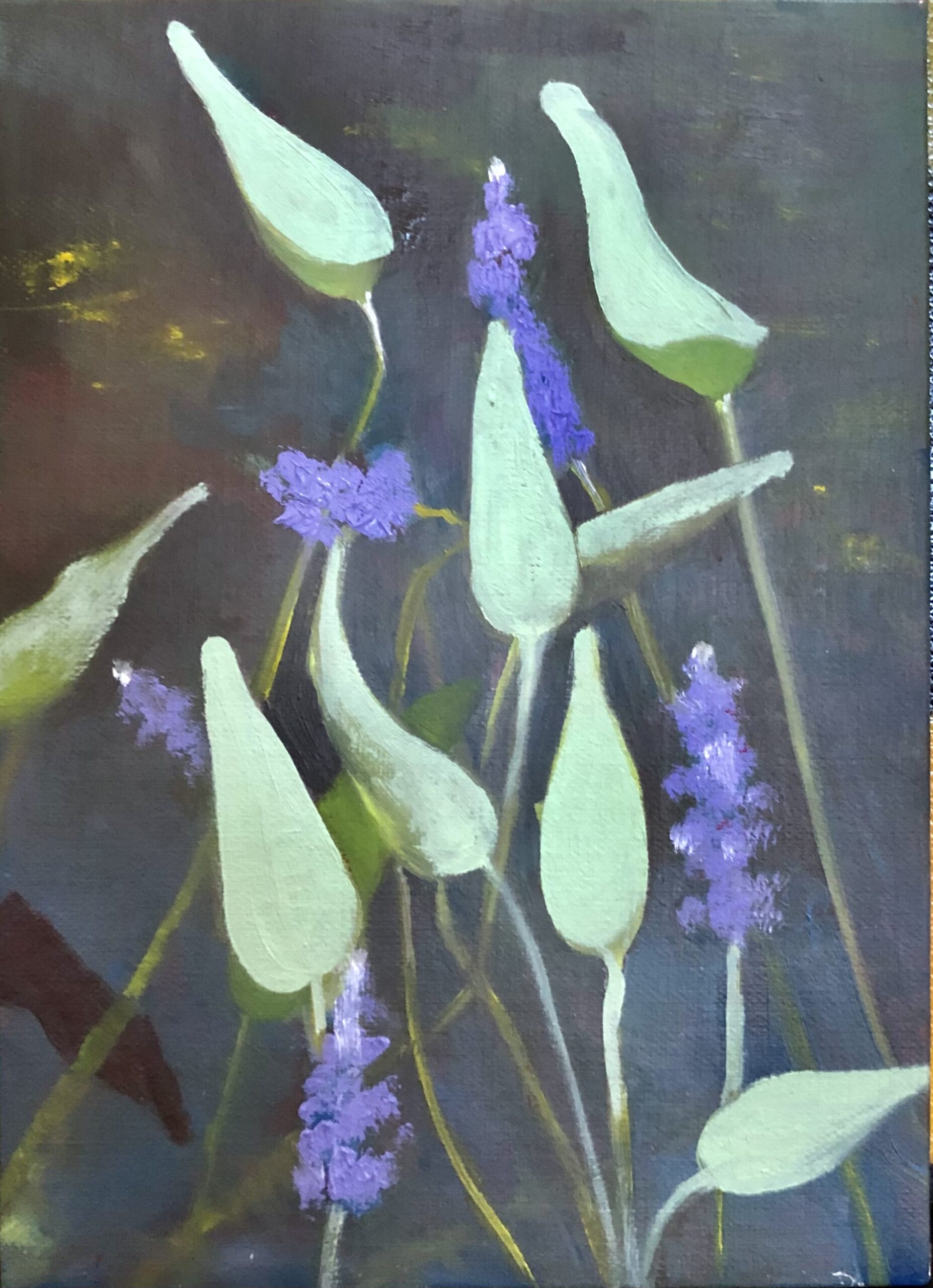 Pickerel Weed, oil on canvas, framed, 5X7, $165. Shelley Pillsbury.